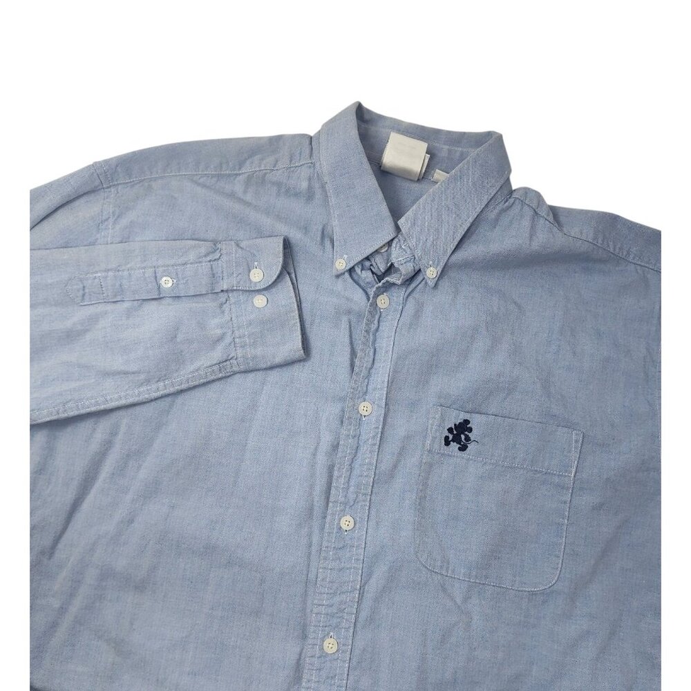 Disney Store Men's Light Blue Button-Down Shirt Size M Long Sleeve